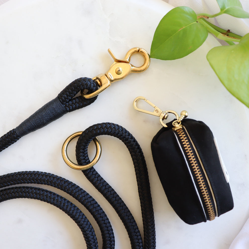 Black Premium Rope Dog Leash With Brass Hardware