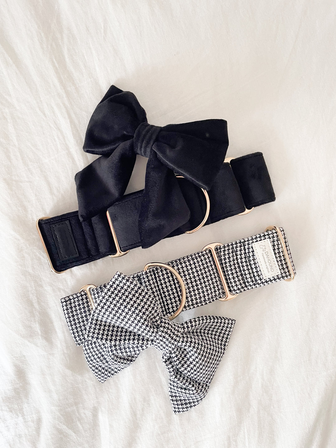 Oversized Sailor Dog Bow | Classic Houndstooth (Textured Weave)