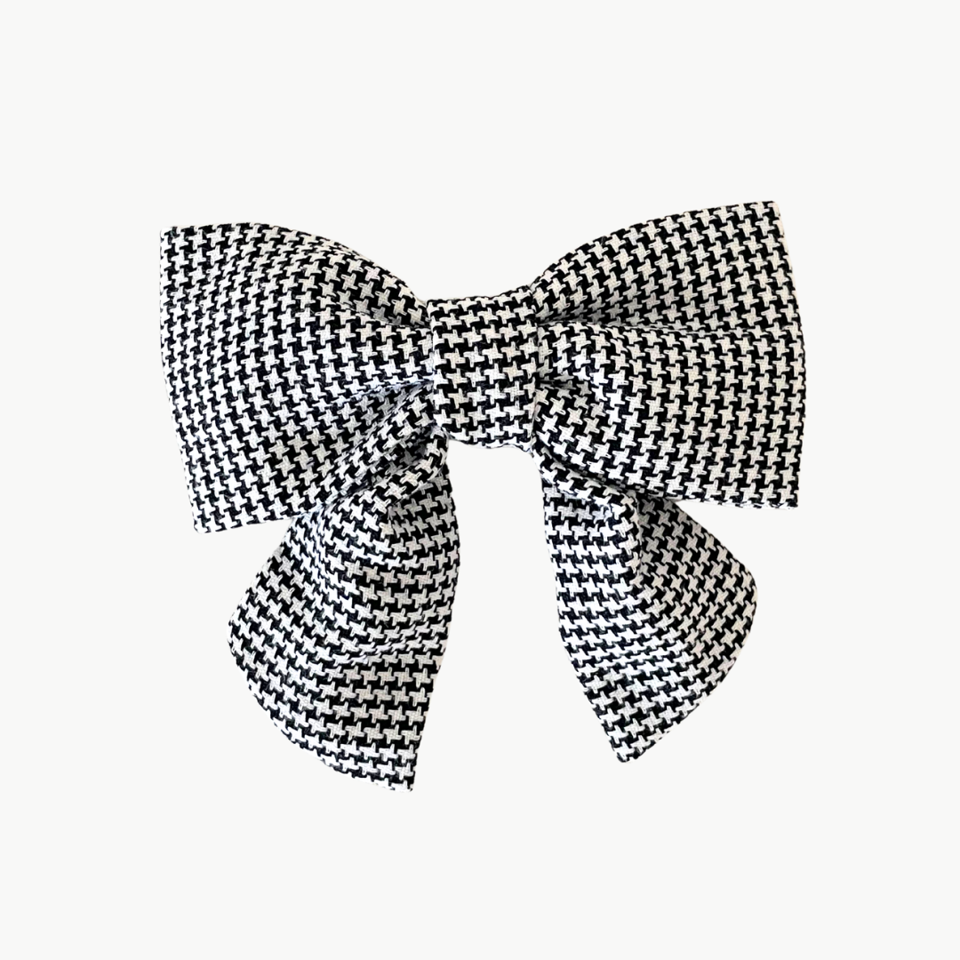 Oversized Sailor Dog Bow | Classic Houndstooth (Textured Weave)