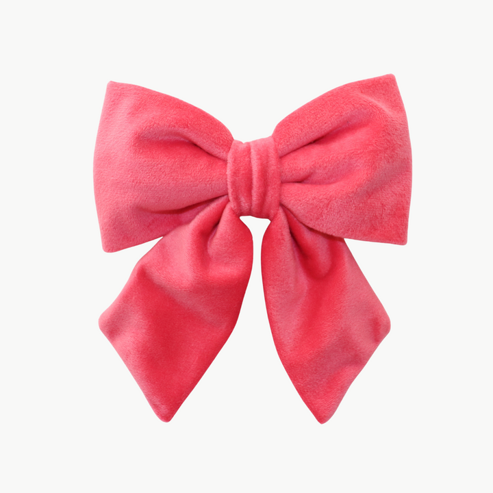Oversized Sailor Dog Bow | Coral Pink (Plush Velvet)