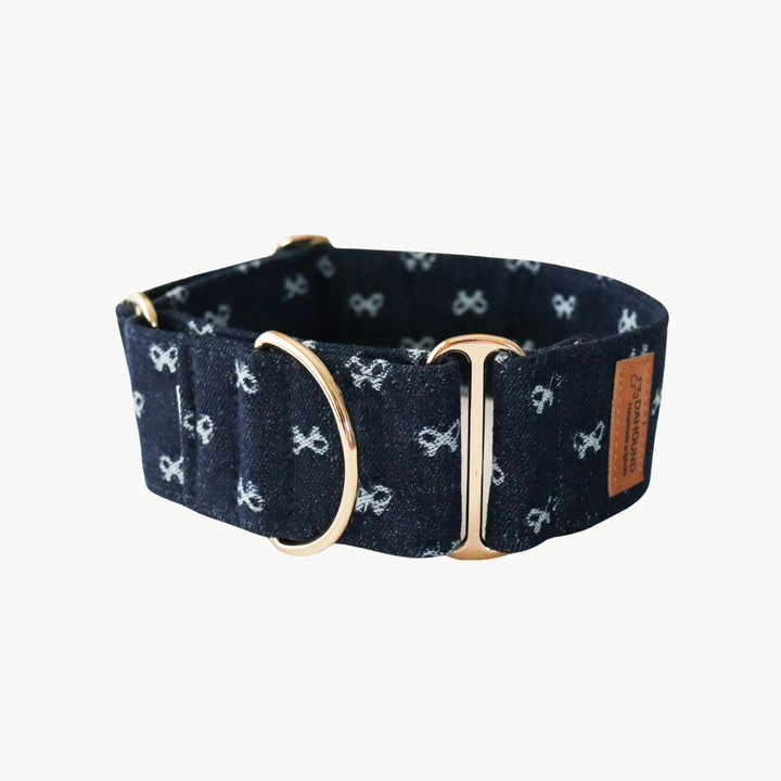 Dahound Dark Indigo Denim Bow Martingale Collars Product Photo