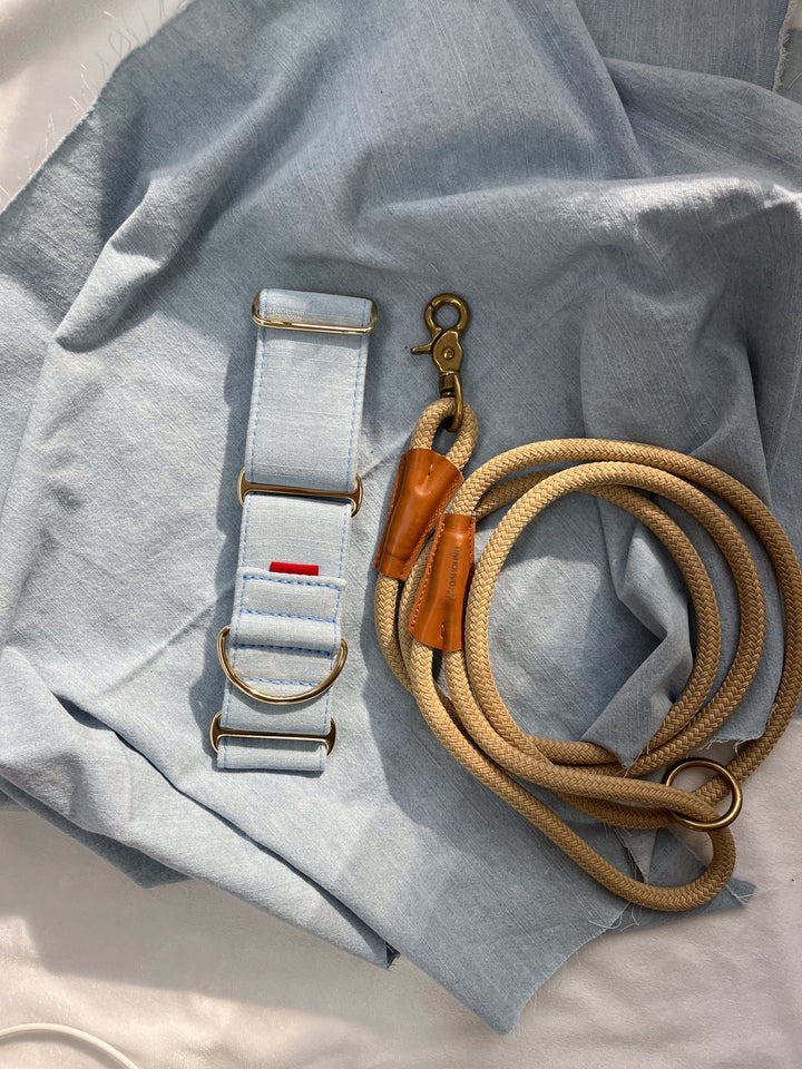 Wide Martingale Collar | Light Blue (Classic Denim)