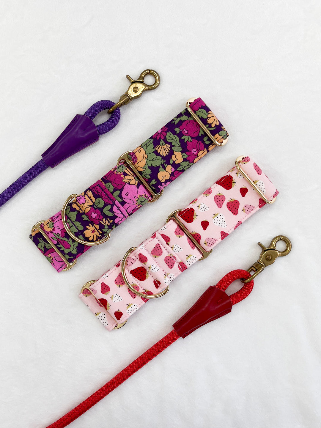 Dahound Martingale Collars in Strawberry Gelato Print & Purple Floral Print
