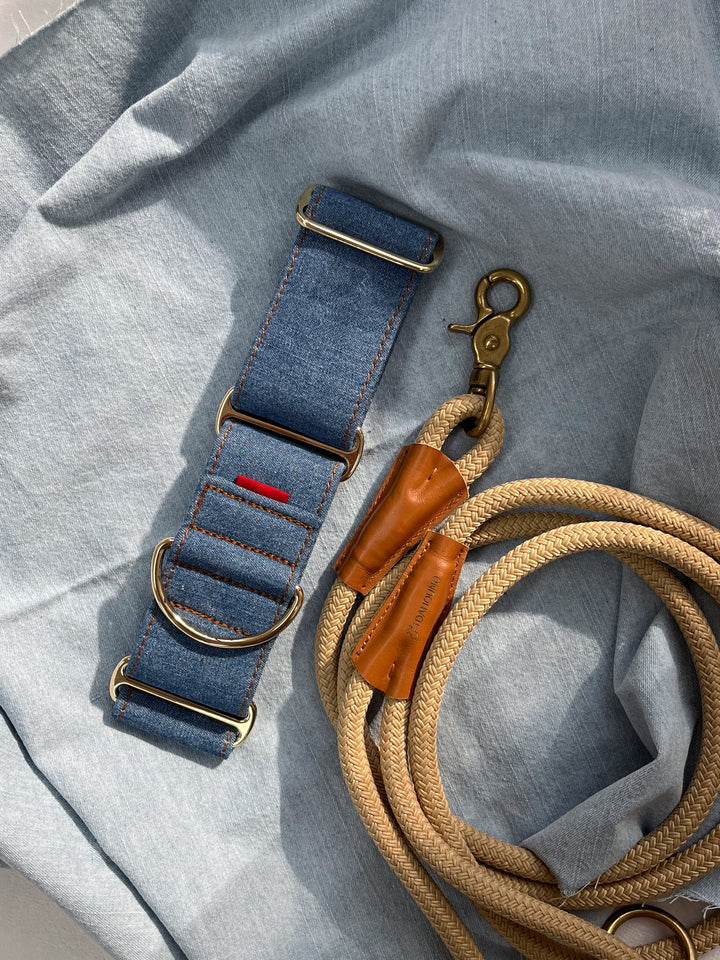 Wide Martingale Collar | Mid Blue (Classic Denim)