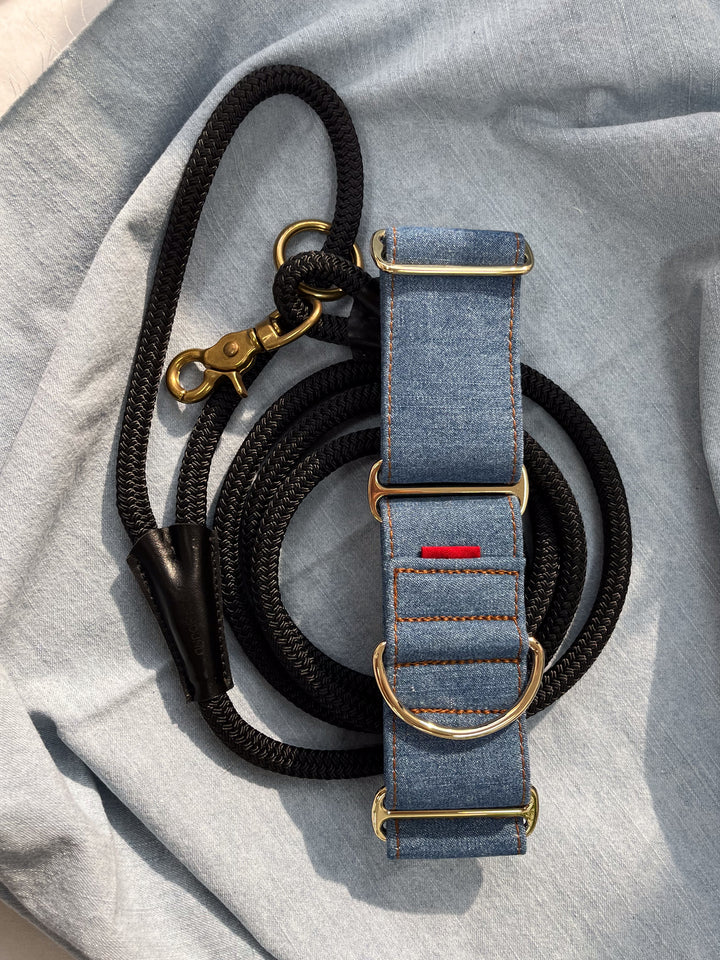 Wide Martingale Collar | Mid Blue (Classic Denim)