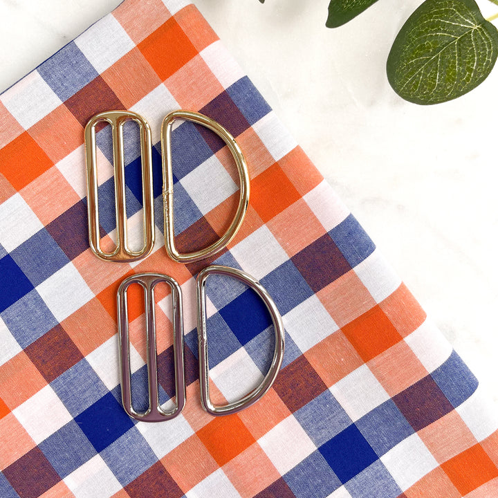 Wide Martingale Collar | Navy Blue & Orange Plaid (Soft Cotton)