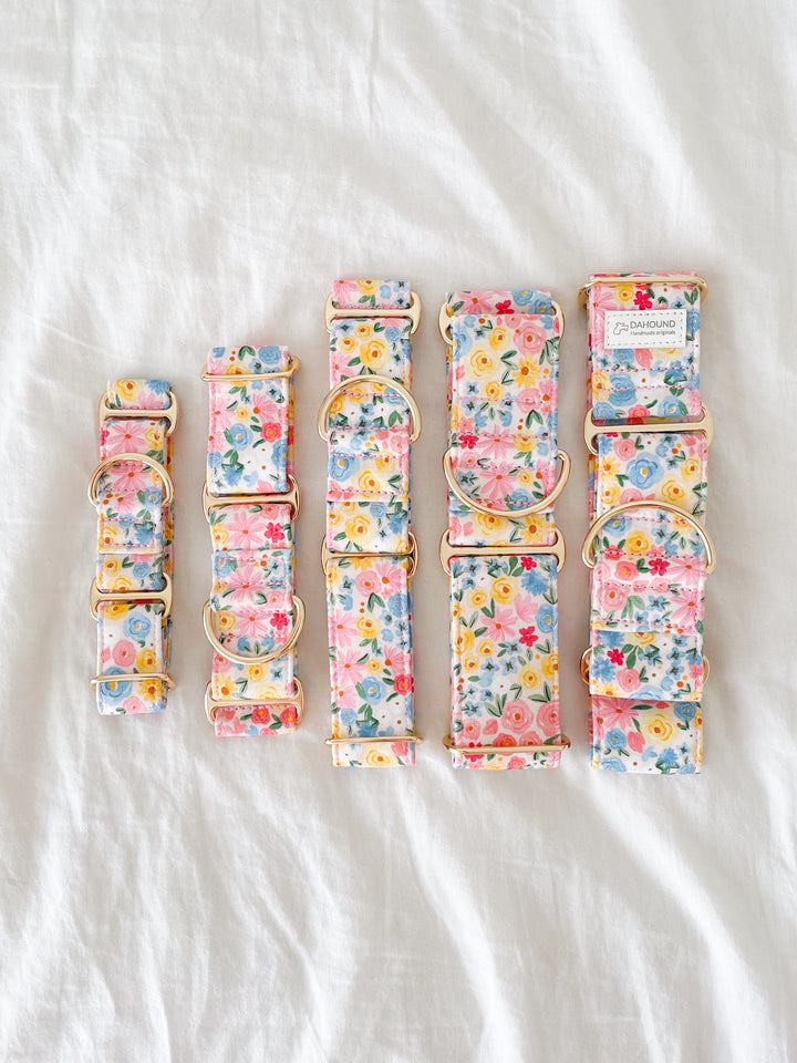 Dahound Pastel Blossoms Floral Print Martingale Collars In Different Sizes