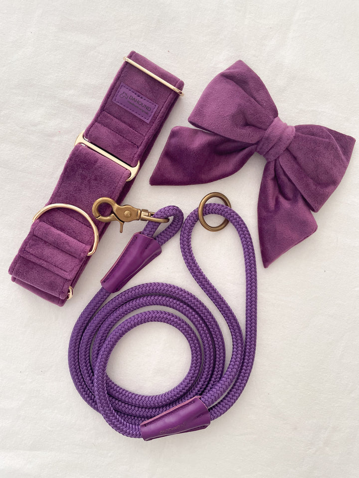 Oversized Sailor Dog Bow | Purple (Plush Velvet)