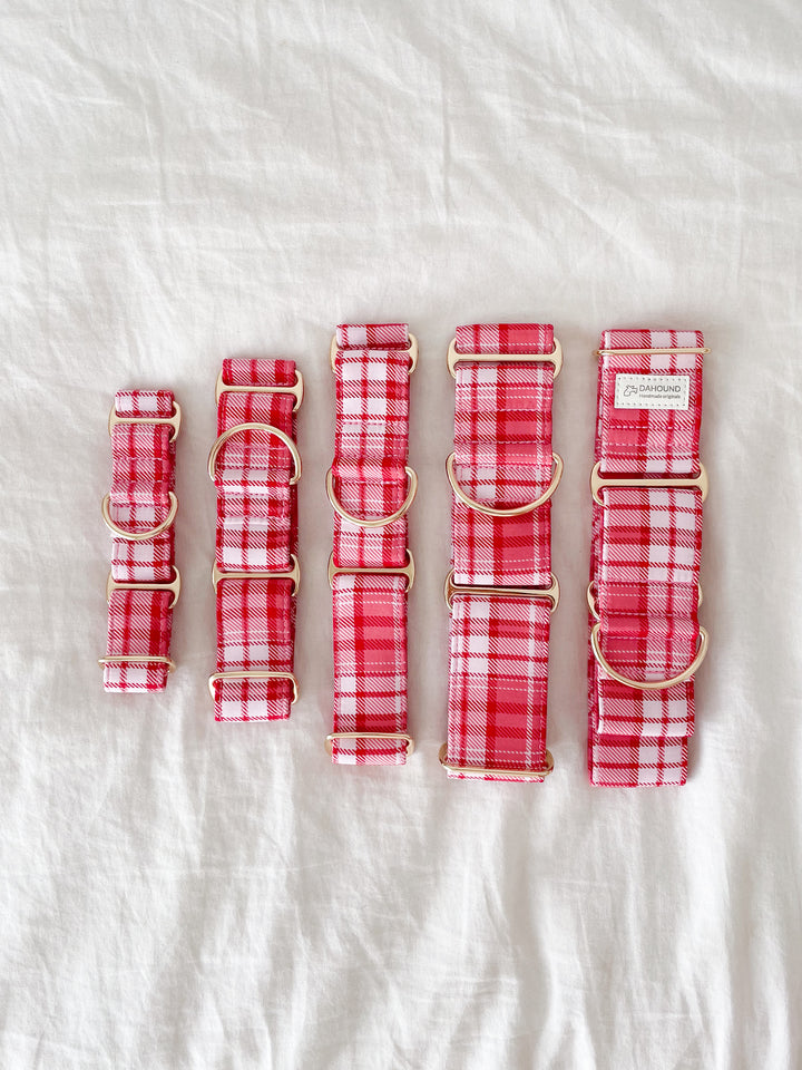 Dahound Red Pink Plaid Martingale Collar In Different Sizes