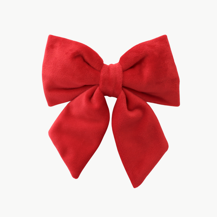 Oversized Sailor Dog Bow | Scarlet Red (Plush Velvet)