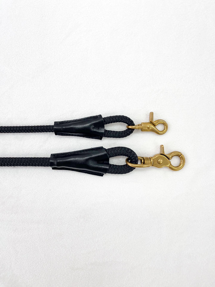 Signature Rope Leash | Jet Black (Leather & Brass Hardware)