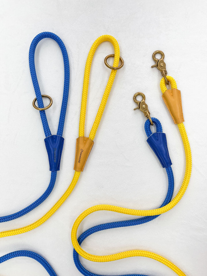 Signature Rope Leash | Candy Yellow (Leather & Brass Hardware)