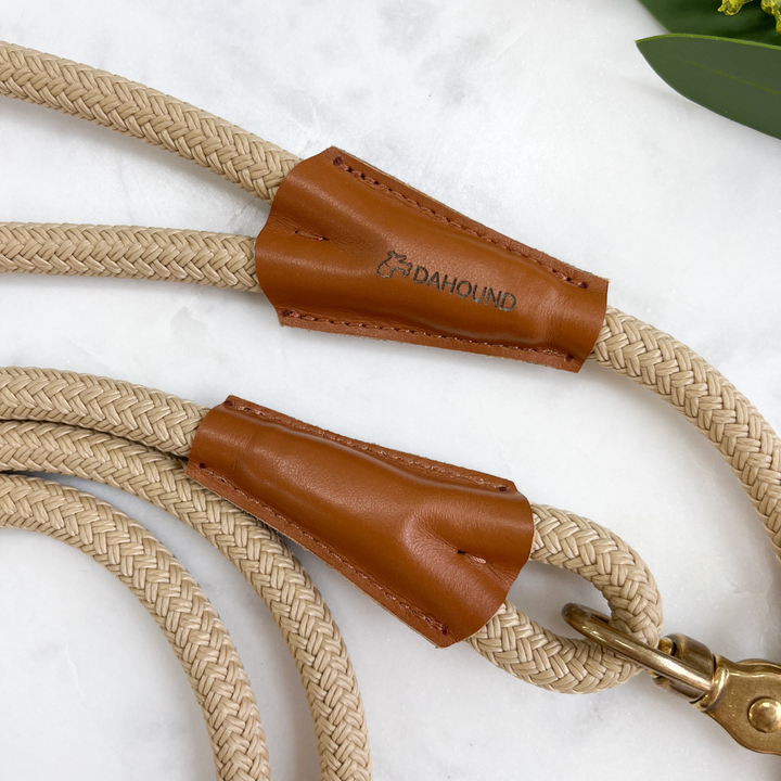 Signature Rope Leash | Beige (Leather & Brass Hardware)