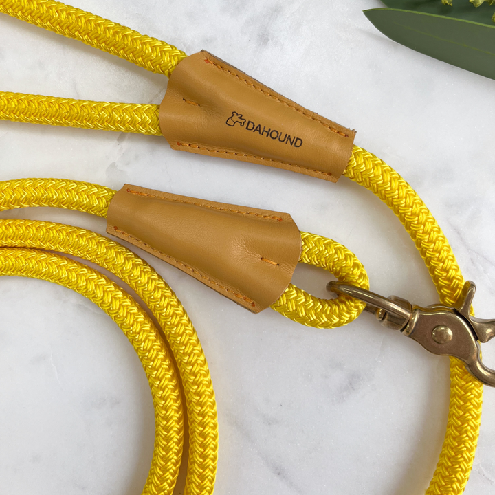 Signature Rope Leash | Candy Yellow (Leather & Brass Hardware)