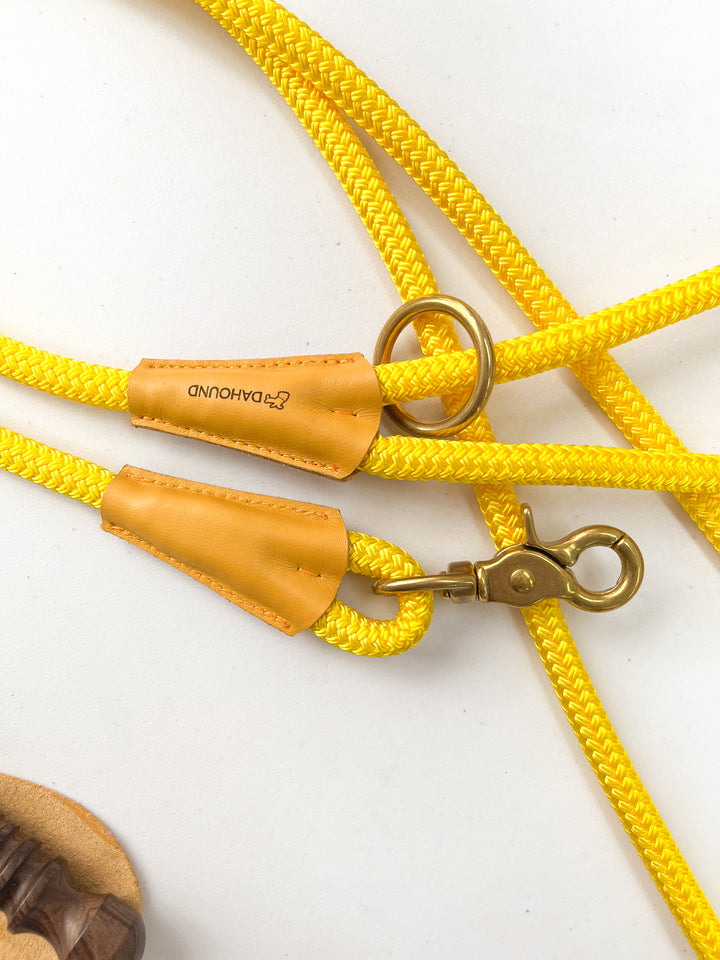 Signature Rope Leash | Candy Yellow (Leather & Brass Hardware)