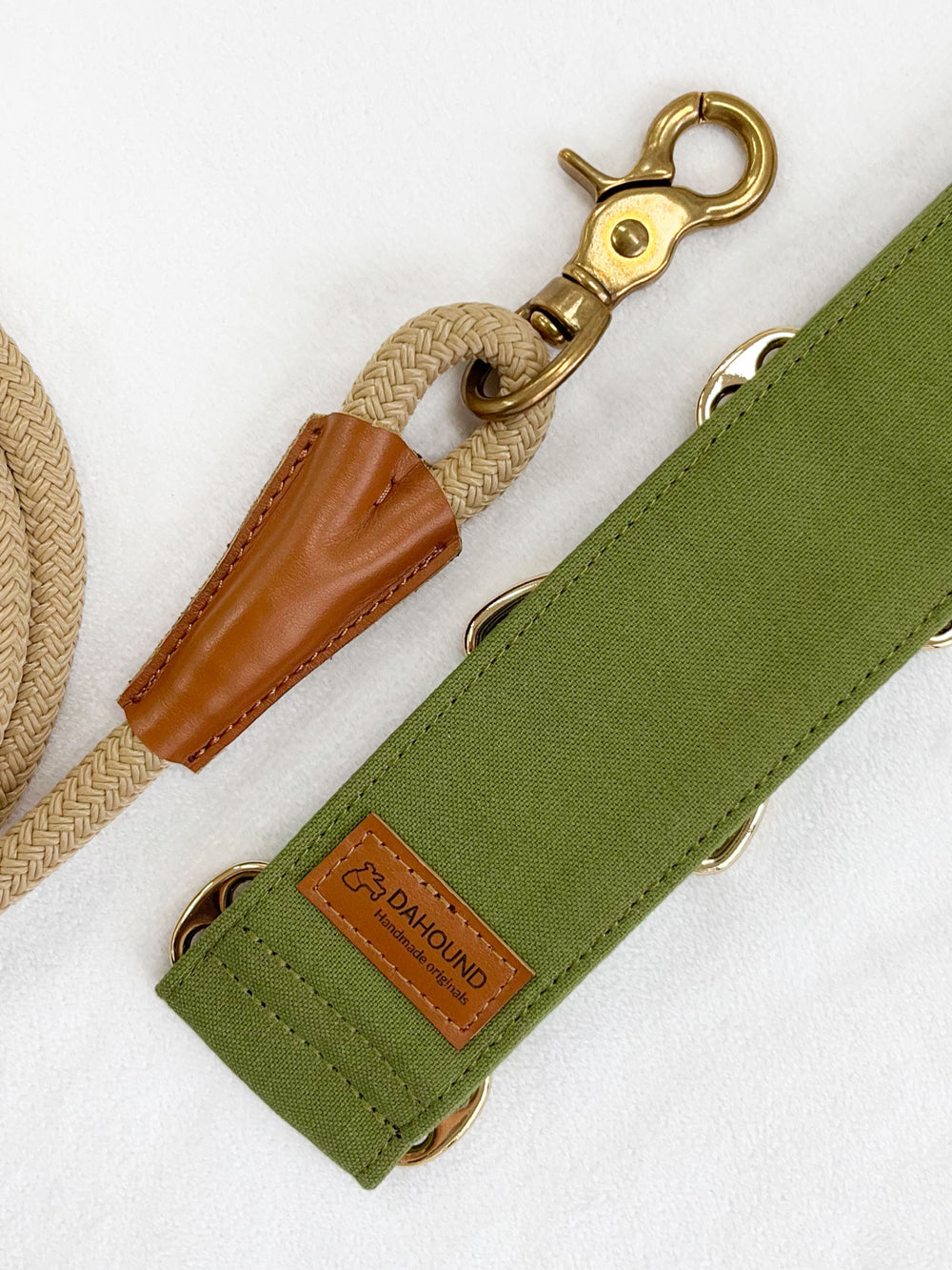 Olive Green Martingale Collar With Matching Leash