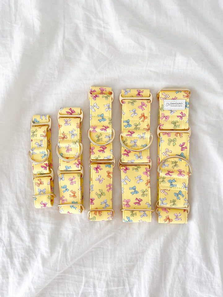 Dahound Yellow Mini Bows Martingale Collars In Different Sizes