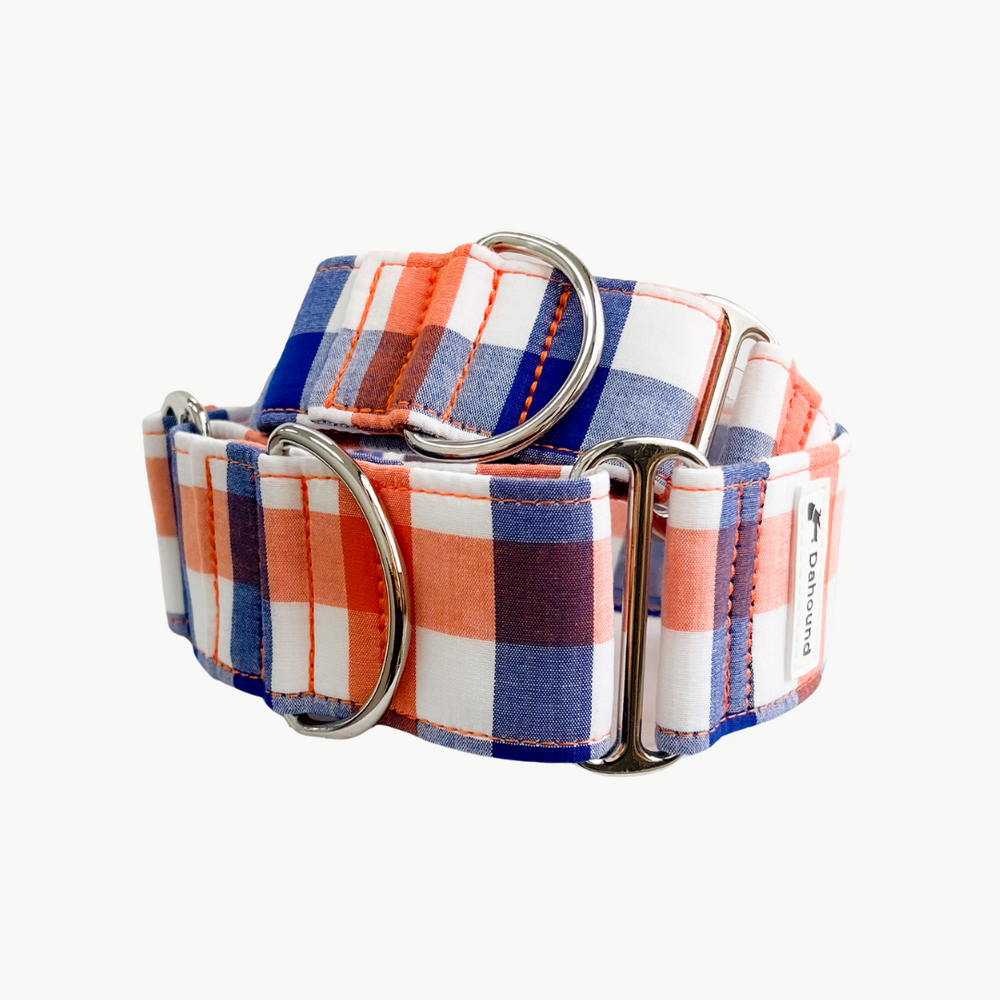 Navy Blue & Orange Plaid Martingale Collar