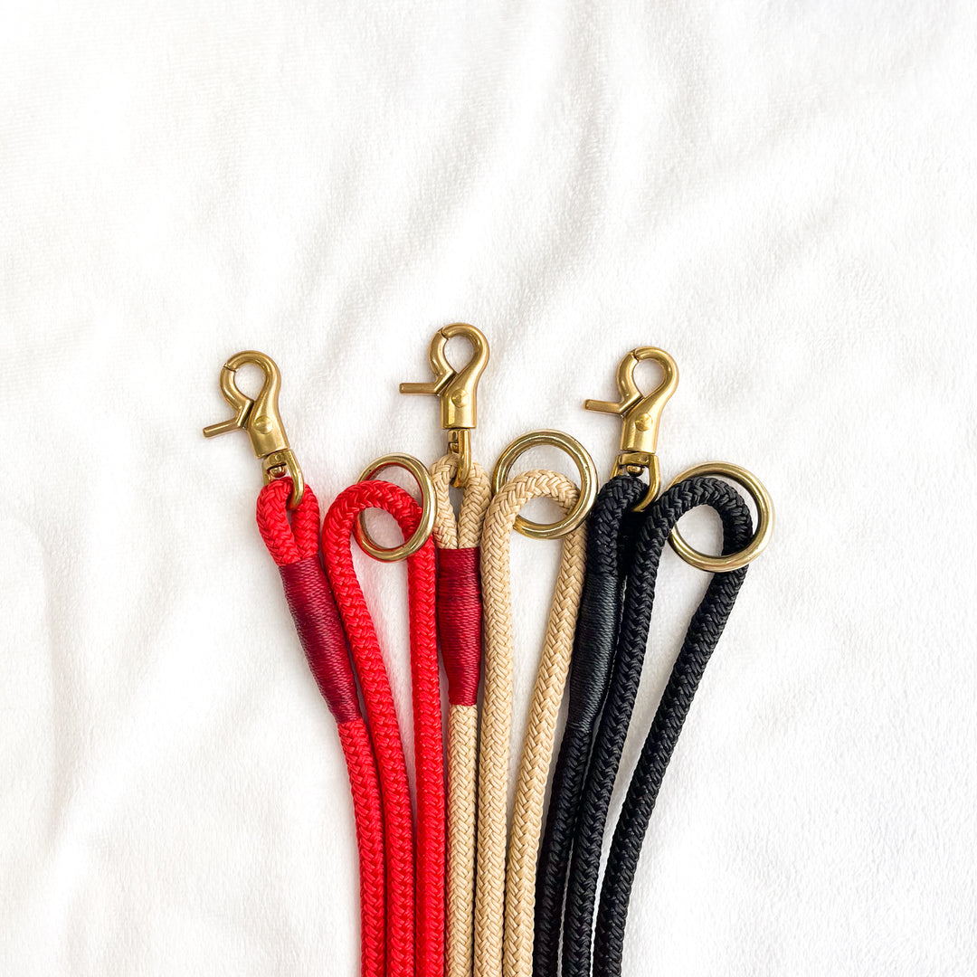 Red Premium Rope Dog Lead in Red, Beige and Black