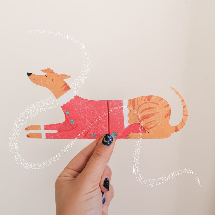 Greyhound Shaped Extendable Greeting Card | Santa's Little Helper