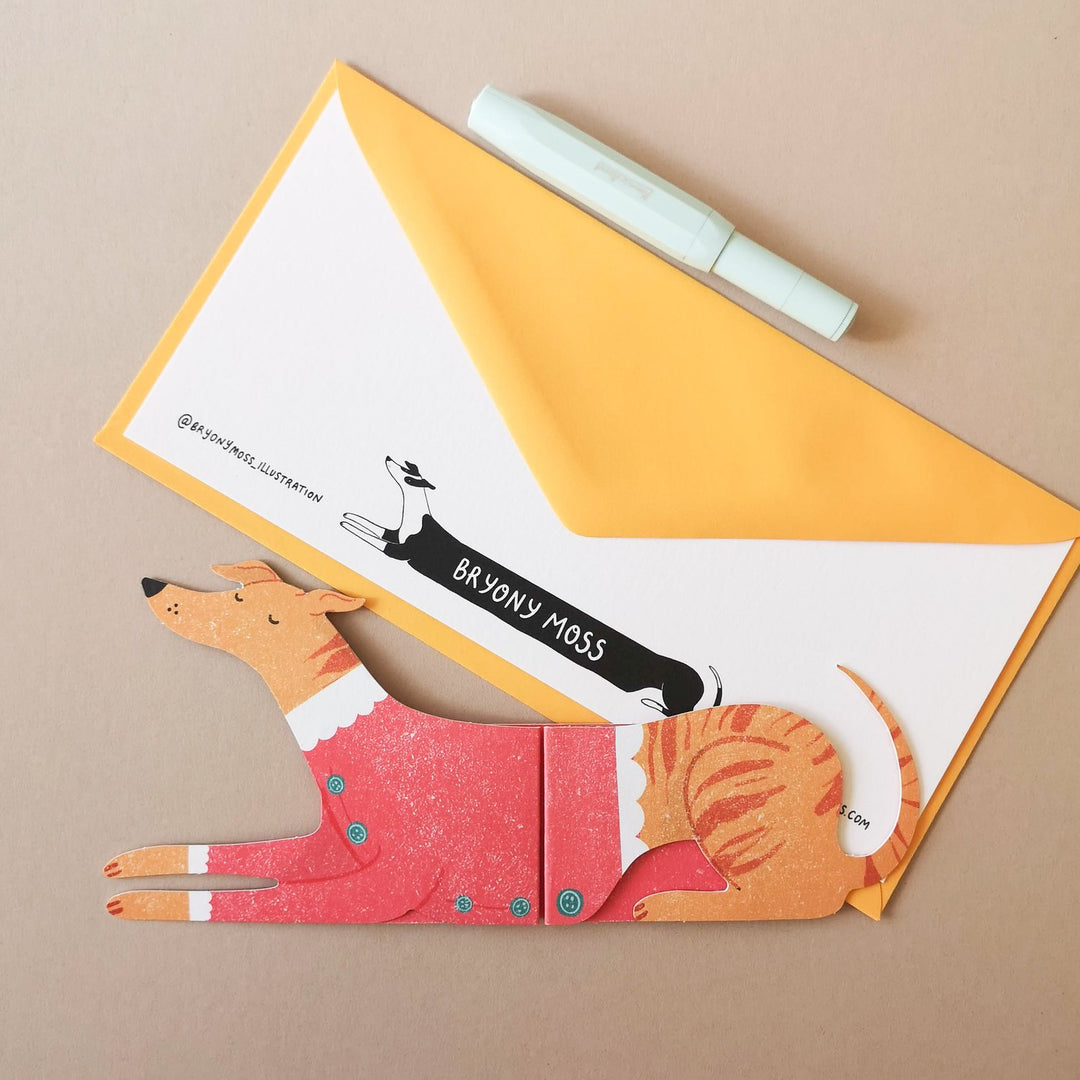 Greyhound Shaped Extendable Greeting Card | Santa's Little Helper