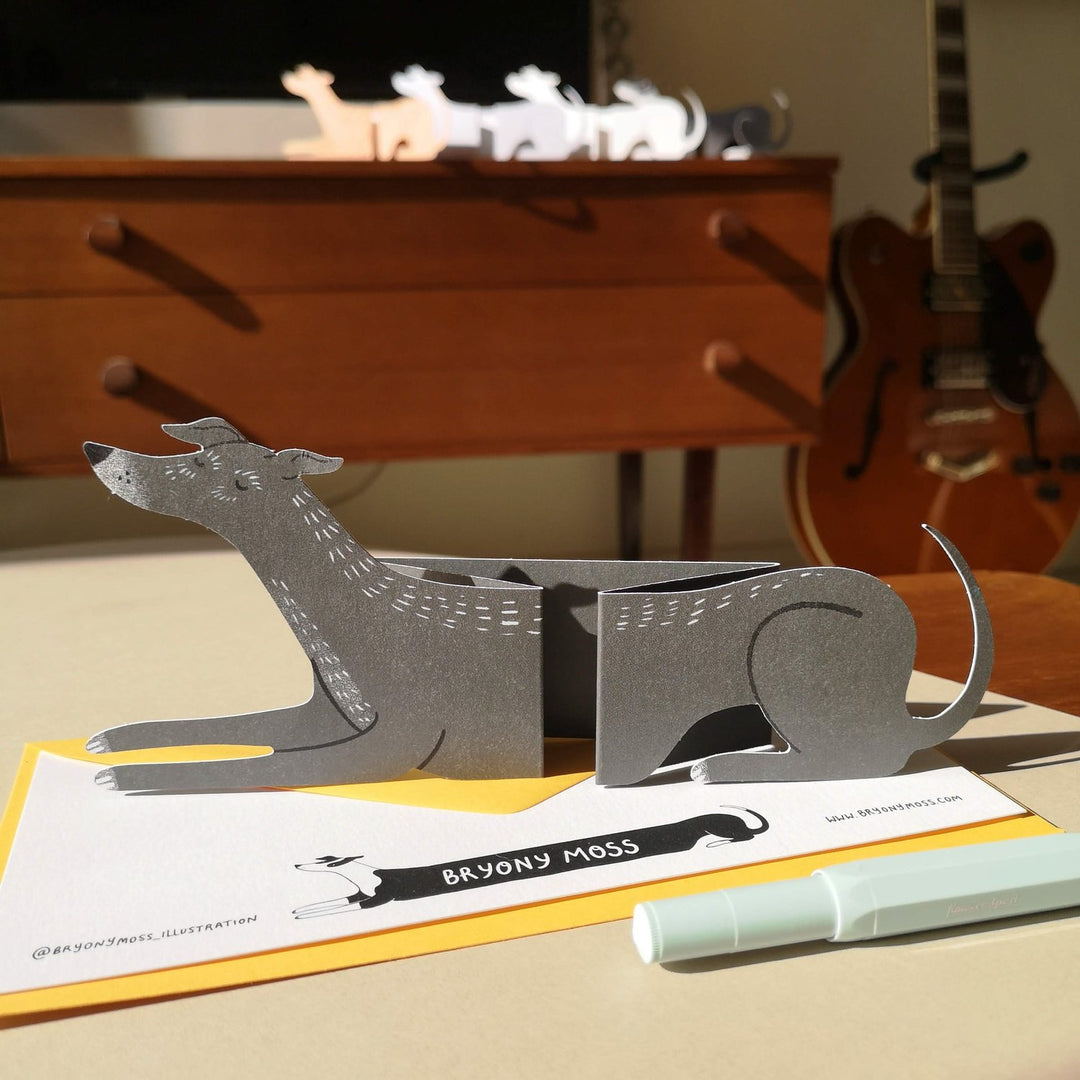 Black Greyhound Extendable Greeting Card