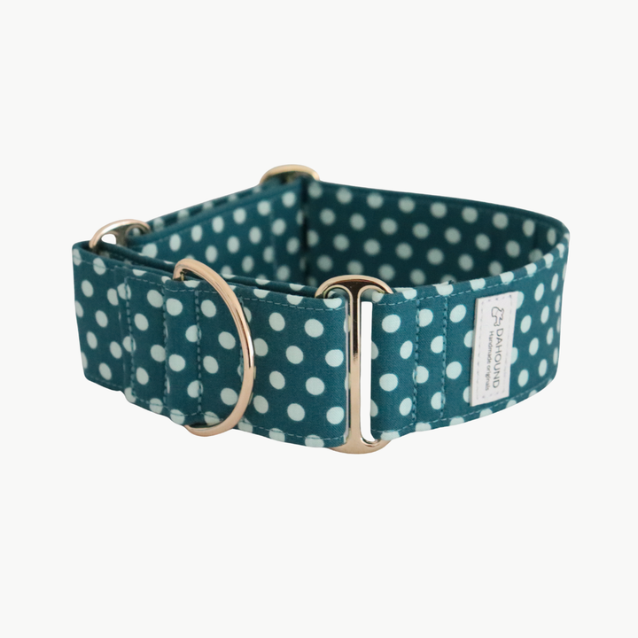 Wide Martingale Collar | Blueberry Polka Dot (Soft Cotton)
