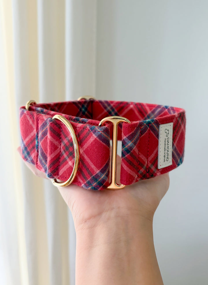 Martingale Collar & Rope Lead Set | Cherry Cola Plaid (Cozy Flannelette)