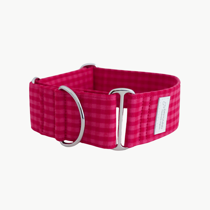 Dahound Crimson Pink Mini Gingham Martingale Collar Product Photo