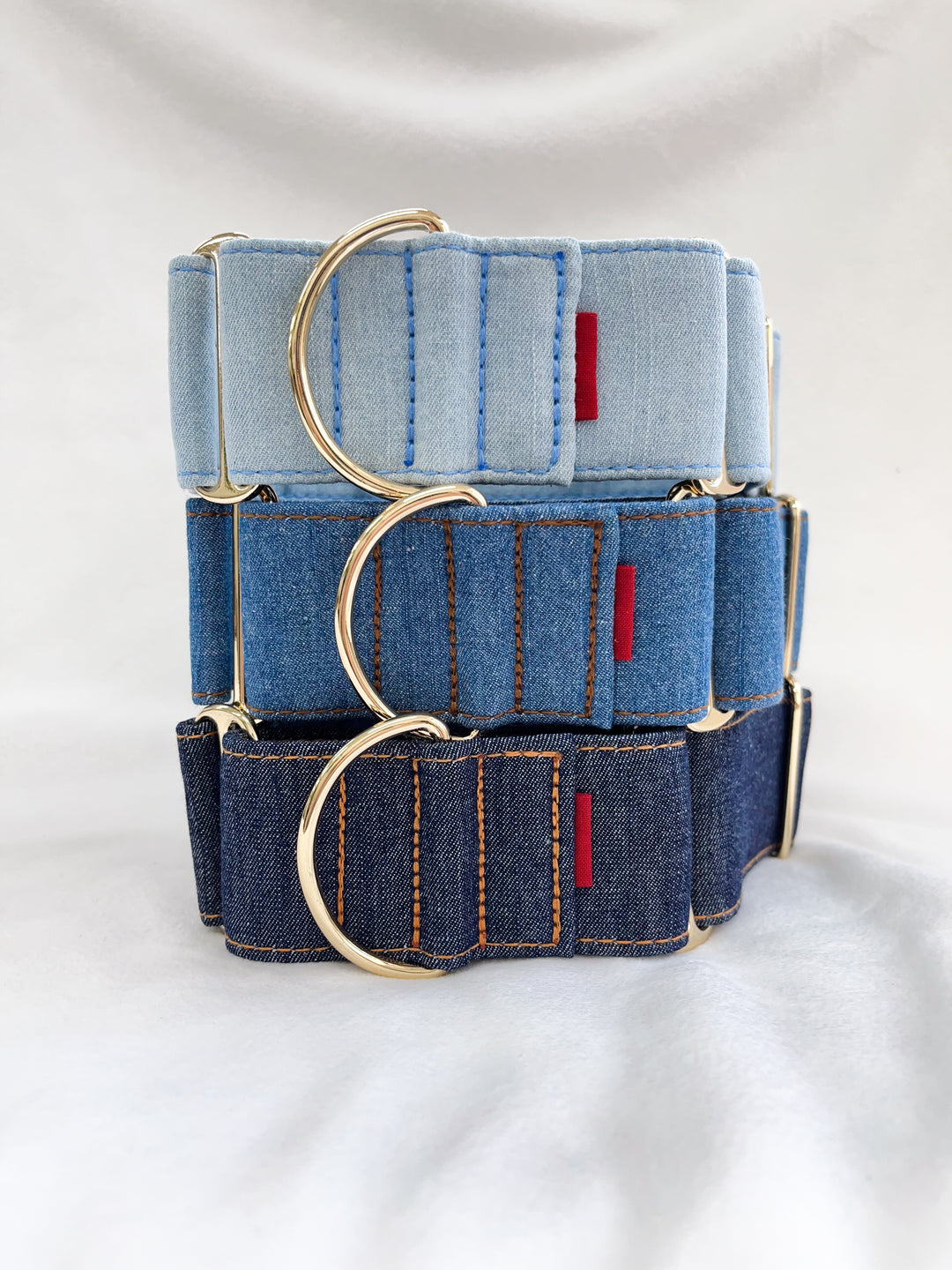 Wide Fabric Martingale Dog Collar | Mid Blue Denim