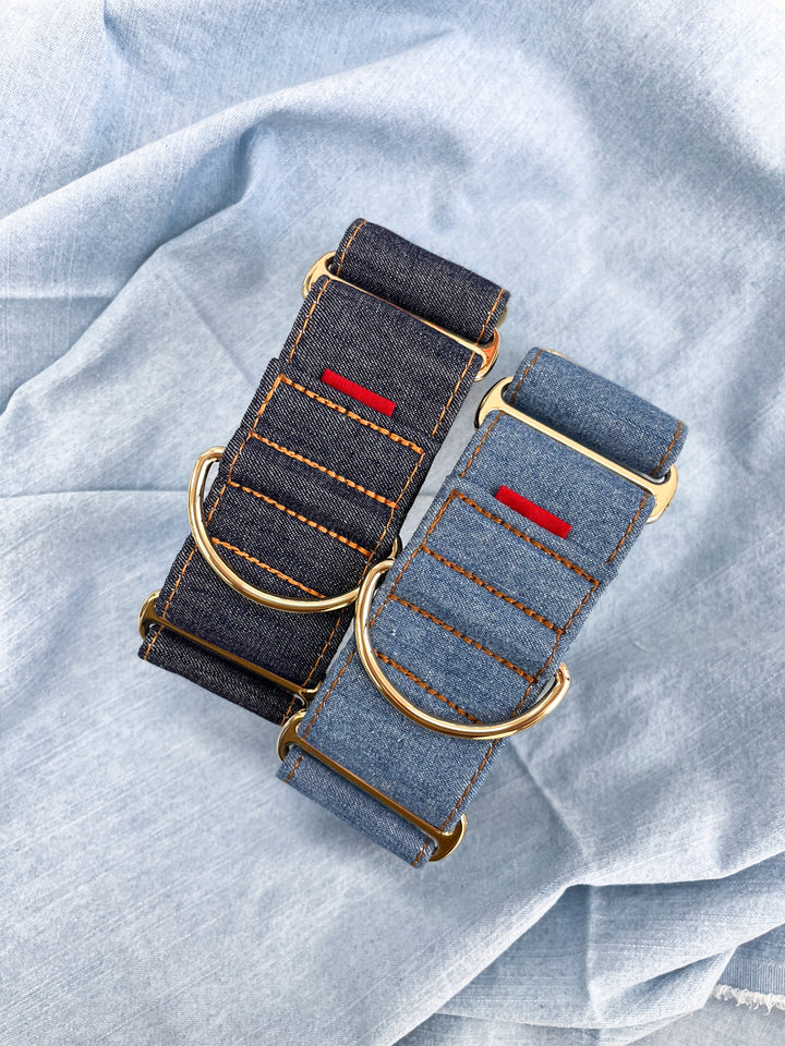 Wide Martingale Collar | Mid Blue (Classic Denim)