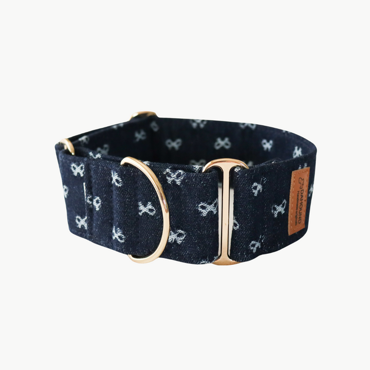 Dahound Dark Indigo Denim Bow Martingale Collars Product Photo 