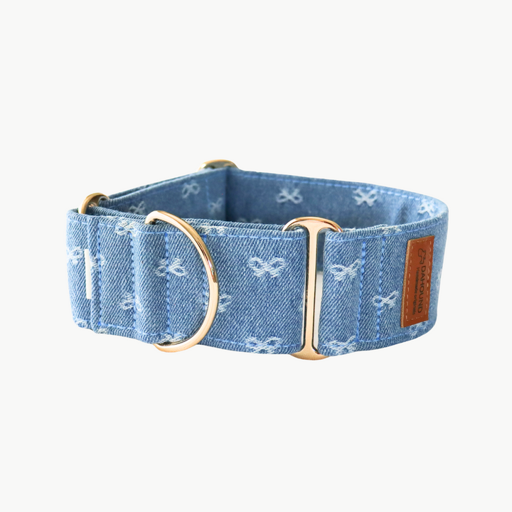 Dahound Light Blue Denim Bow Martingale Collar Product Photo 