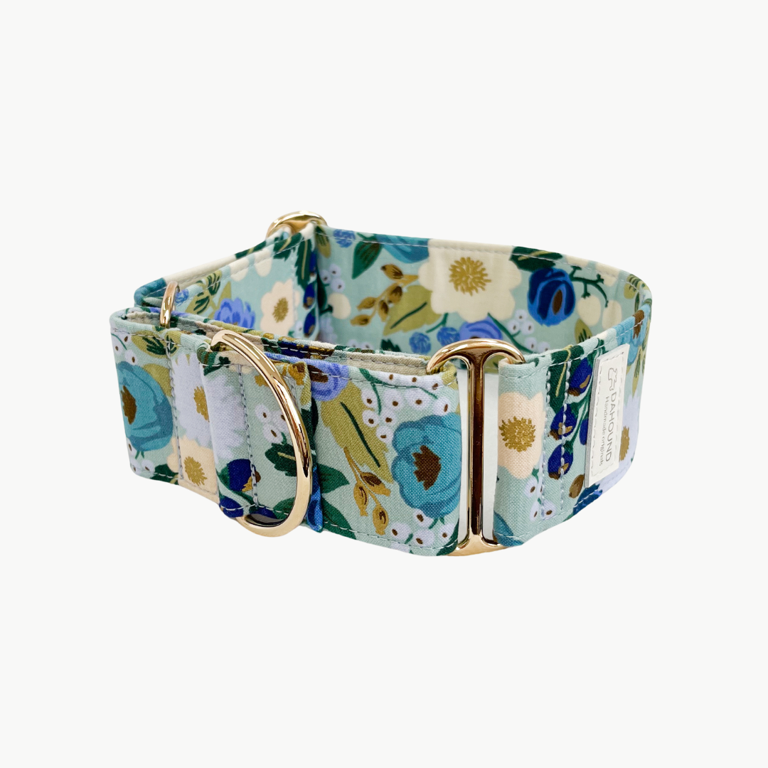 Dahound Martingale Collar in Blue and White Floral Print