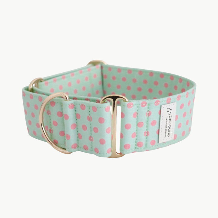 Wide Martingale Collar | Mint Candy Polka Dot (Soft Cotton)