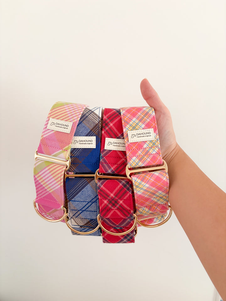 Wide Martingale Collar | Pink Lemon Spritz Plaid (Soft Cotton)