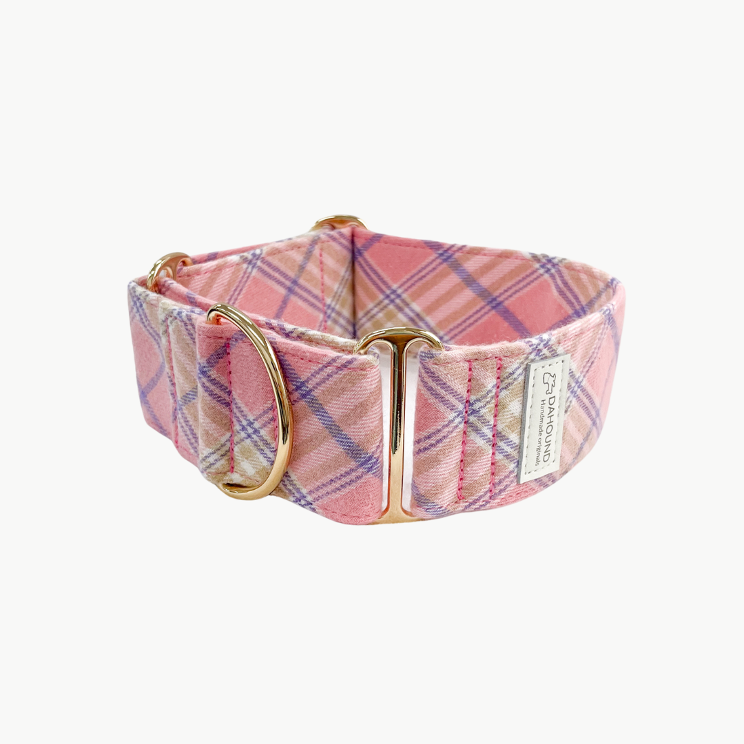 Pastel Pink Flannel Plaid Martingale Collar