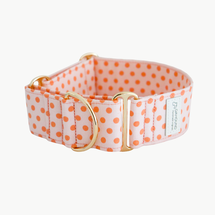 Wide Martingale Collar | Peach Sorbet Polka Dot (Soft Cotton)