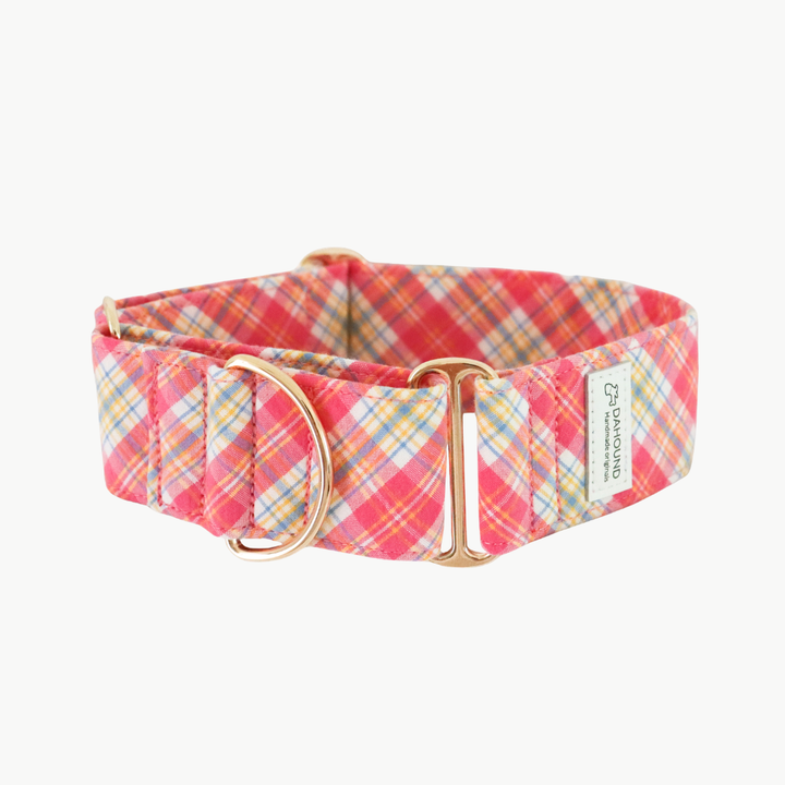 Wide Martingale Collar | Pink Lemon Spritz Plaid (Soft Cotton)