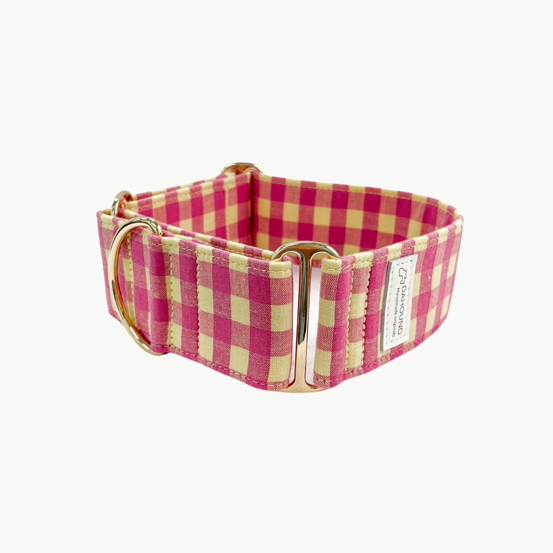 Pink & Yellow Gingham Plaid Martingale Collar