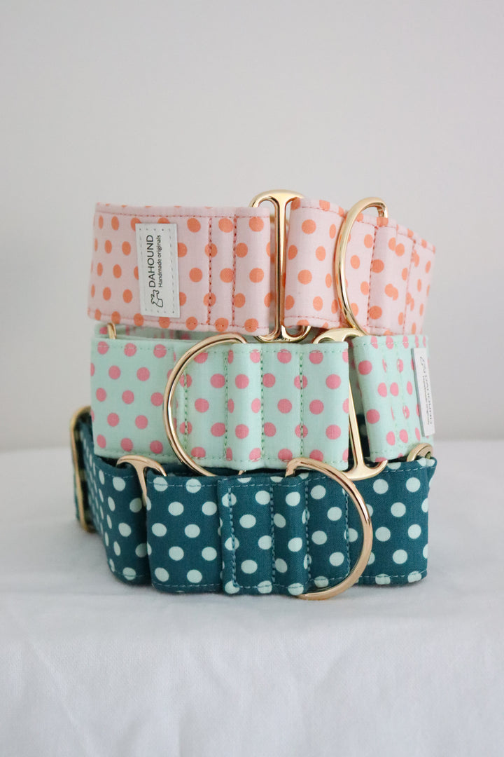Wide Martingale Collar | Mint Candy Polka Dot (Soft Cotton)
