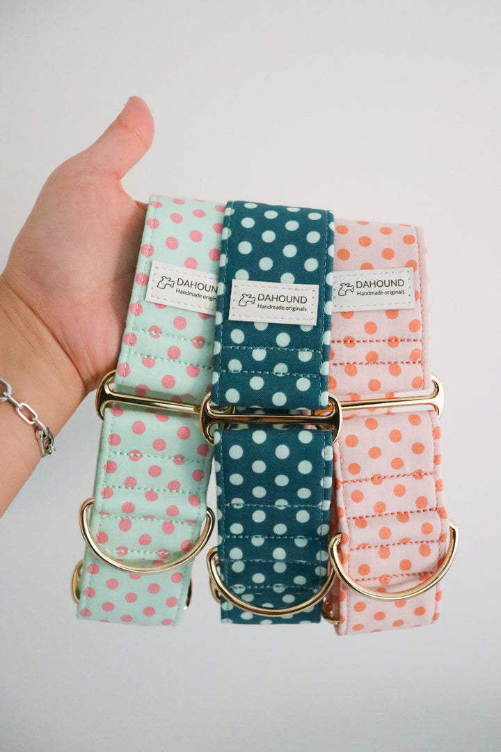 Wide Martingale Collar | Mint Candy Polka Dot (Soft Cotton)