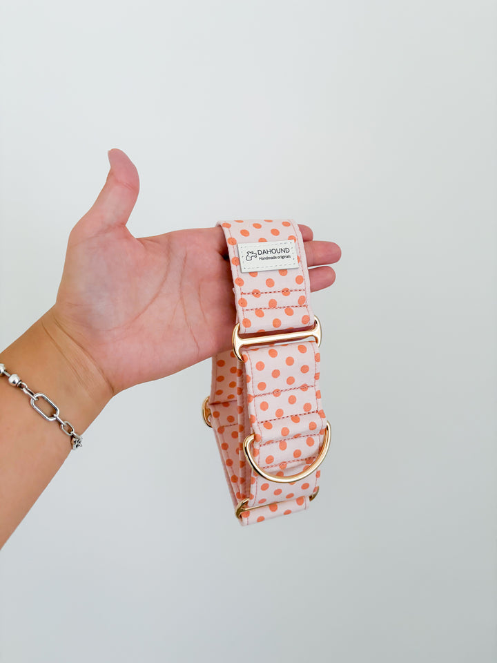 Martingale Collar & Rope Lead Set | Peach Sorbet Polka Dot (Soft Cotton)