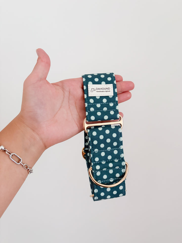 Wide Martingale Collar | Blueberry Polka Dot (Soft Cotton)