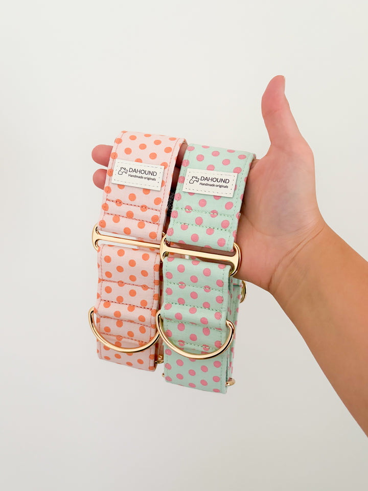 Wide Martingale Collar | Mint Candy Polka Dot (Soft Cotton)