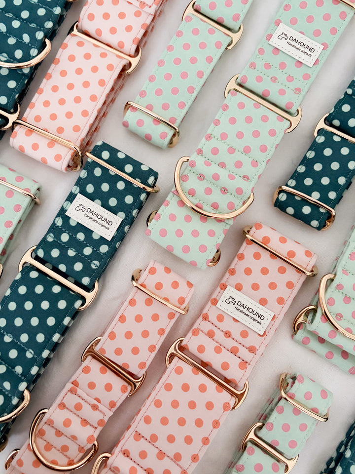 Wide Martingale Collar | Mint Candy Polka Dot (Soft Cotton)