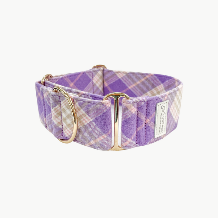 Soft Purple Flannel Plaid Martingale Collar For Greyhounds, Whippets and Italian Greyhounds