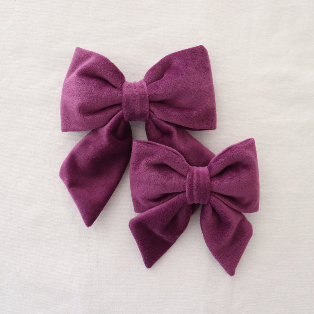 Martingale Collar + Sailor Bow + Rope Lead Set | Purple (Plush Velvet)