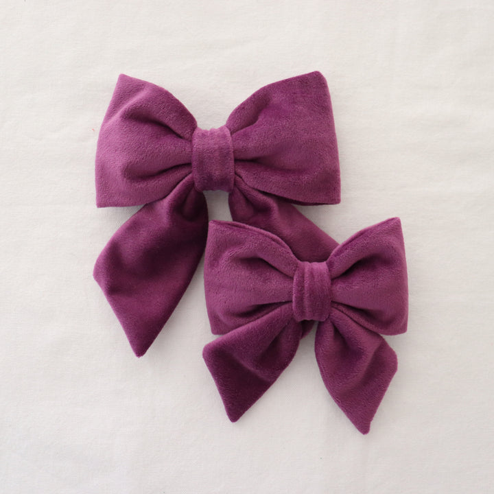 Martingale Collar + Sailor Bow + Rope Lead Set | Purple (Plush Velvet)