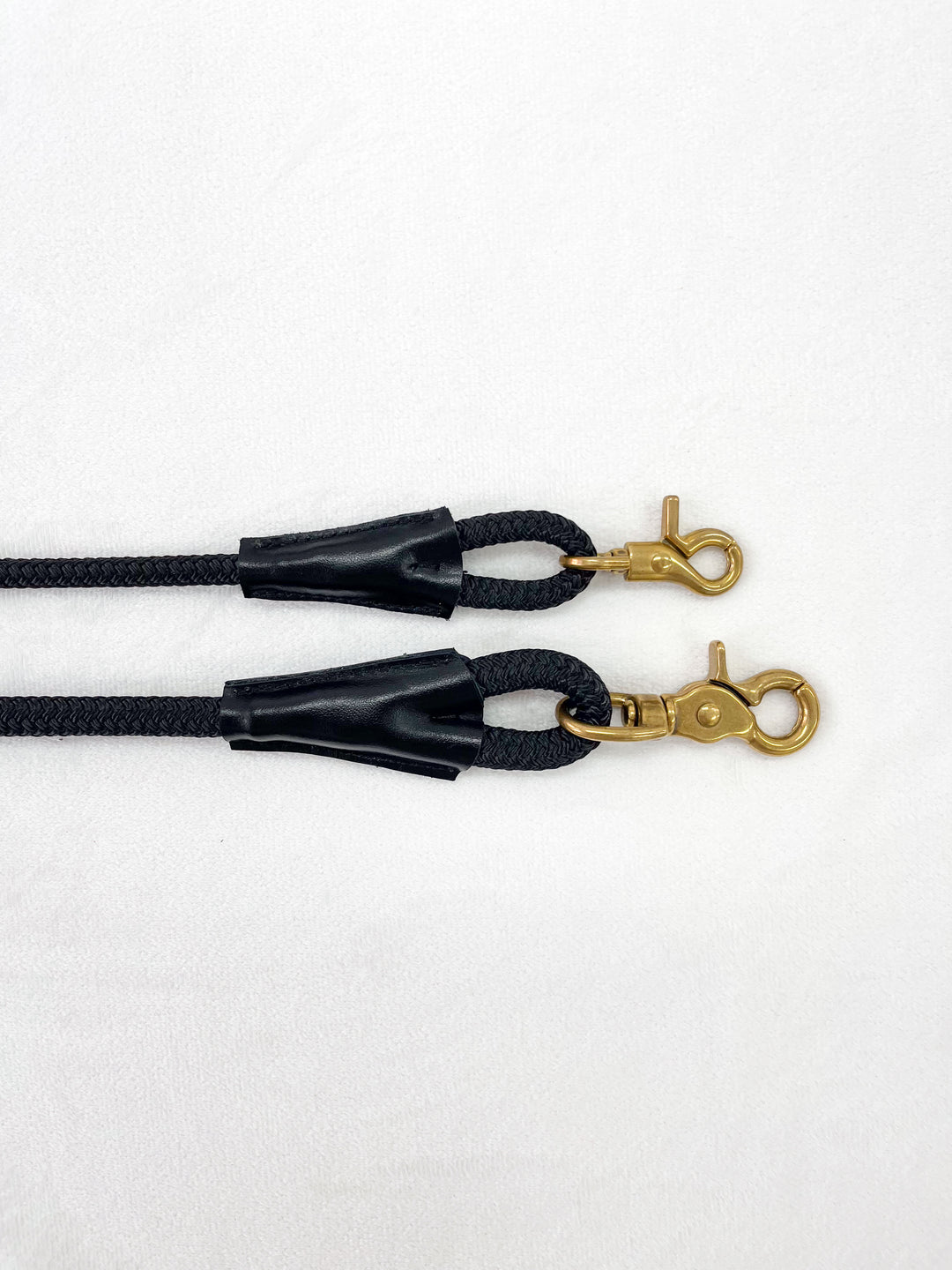Signature Rope Dog Leash with Leather & Brass Fitting | Jet Black